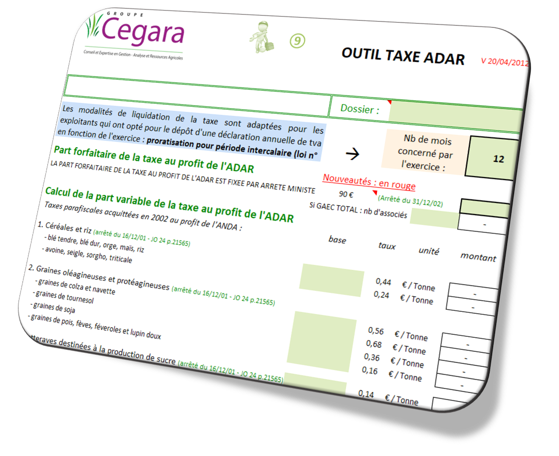 Calcul taxe ADAR