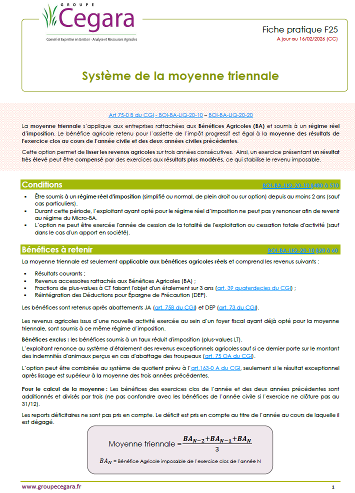 Le système de la moyenne triennale